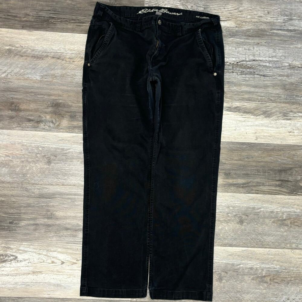 Eddie Bauer Stretch Canvas Black Mens 38x30 Classic Fit Utility Work Pants